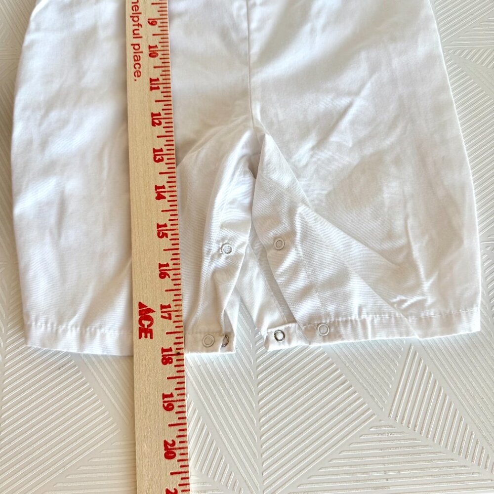 Petit Ami Christmas Smocked Romper 6 Months White Holiday Outfit Stockings - Picture 9 of 11